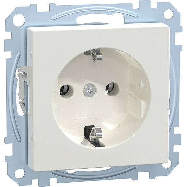 Merten SCHUKO-Steckdose pws/gl mit Steckklemme MEG2301-0319